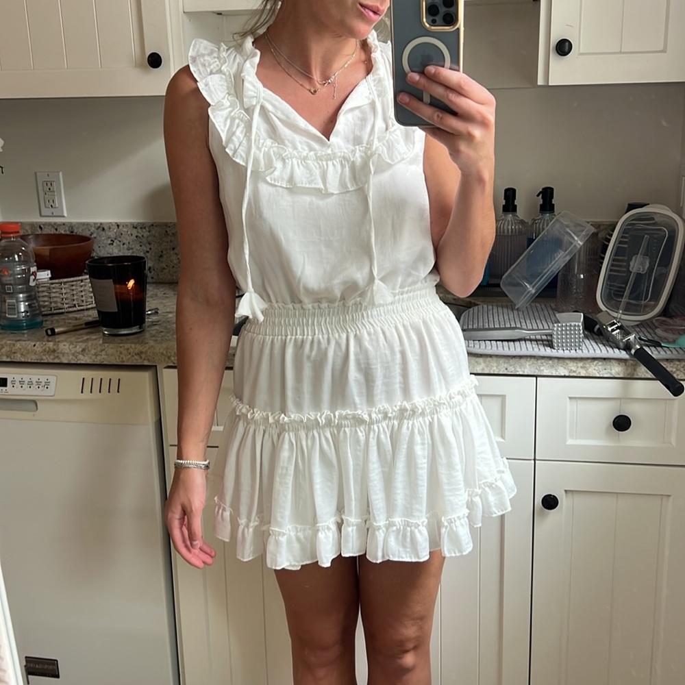 Misa Los Angeles Iliana white shimmer dress